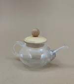 قوری زعفران پیرکس درب بامبو - فراکالا - Pyrex saffron teapot with bamboo lid
