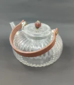 قوری پیرکس طرح کدویی دسته بامبو 800ml - فراکالا - Pyrex teapot, pumpkin design, bamboo handle, 800ml