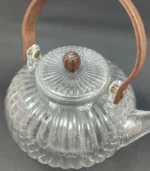 قوری پیرکس طرح کدویی دسته بامبو 800ml - فراکالا - Pyrex teapot, pumpkin design, bamboo handle, 800ml