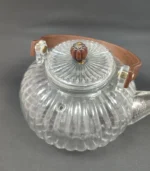 قوری پیرکس طرح کدویی دسته بامبو 800ml - فراکالا - Pyrex teapot, pumpkin design, bamboo handle, 800ml
