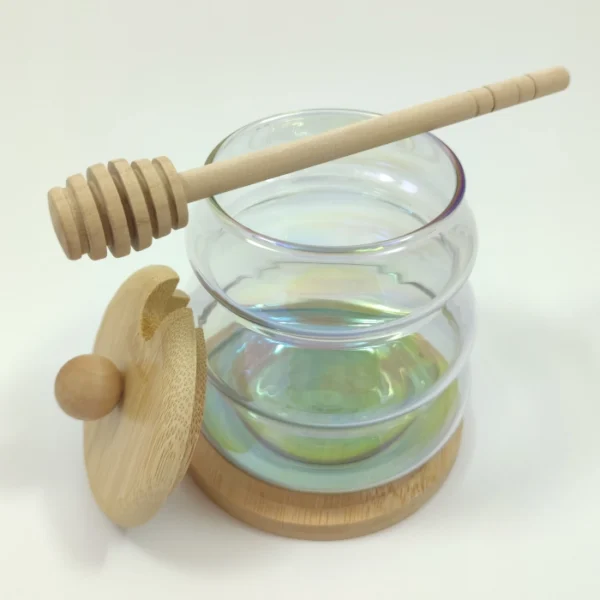 ظرف عسل خوری پیرکس درب بامبو برند فراکالا - FaraKala Pyrex Honey Jar Bamboo Lid
