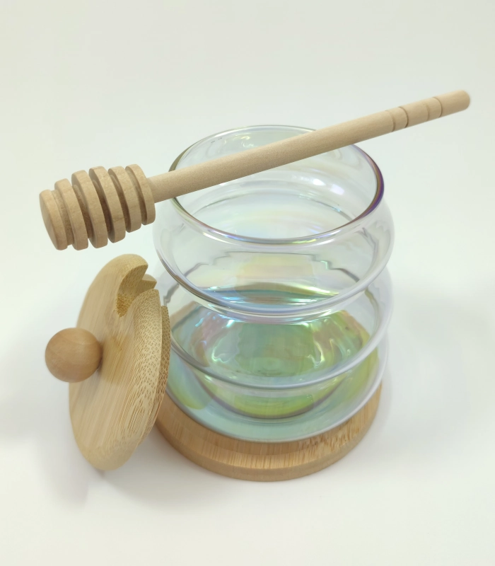 ظرف عسل خوری پیرکس درب بامبو برند فراکالا - FaraKala Pyrex Honey Jar Bamboo Lid