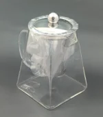 قوری پیرکس کف مربع صافی استیل - فراکالا - Pyrex teapot with square bottom and steel strainer