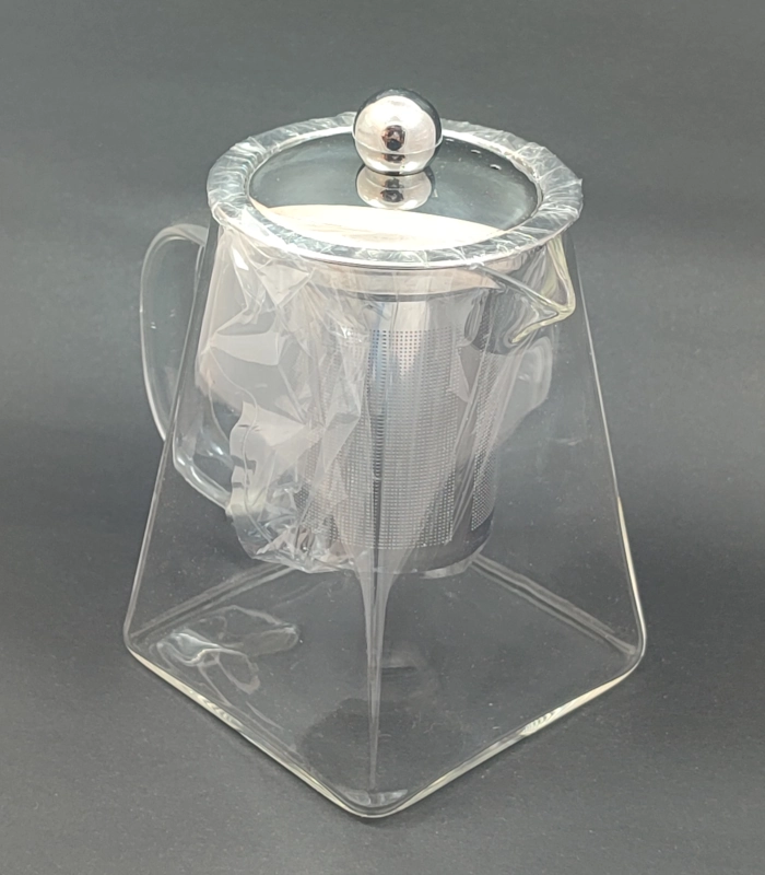 قوری پیرکس کف مربع صافی استیل - فراکالا - Pyrex teapot with square bottom and steel strainer