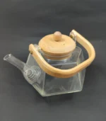 قوری پیرکس شش ضلعی دسته بامبو 1600ml - فراکالا - Pyrex hexagonal teapot with bamboo handle 1600ml