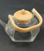 قوری پیرکس شش ضلعی دسته بامبو 1600ml - فراکالا - Pyrex hexagonal teapot with bamboo handle 1600ml