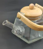 قوری پیرکس شش ضلعی دسته بامبو 1600ml - فراکالا - Pyrex hexagonal teapot with bamboo handle 1600ml