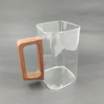 لیوان پیرکس مربعی دسته بلند چوبی - فراکالا - Square Pyrex glass with long wooden handle