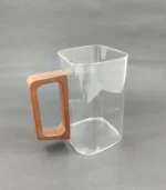 لیوان پیرکس مربعی دسته بلند چوبی - فراکالا - Square Pyrex glass with long wooden handle