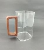 لیوان پیرکس مربعی دسته بلند چوبی - فراکالا - Square Pyrex glass with long wooden handle