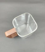 لیوان پیرکس مربعی دسته بلند چوبی - فراکالا - Square Pyrex glass with long wooden handle